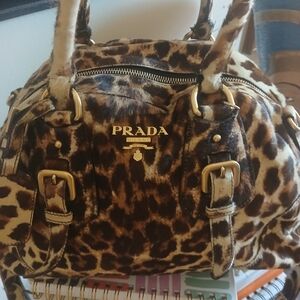 Prada Brown Leopard Print Satchel